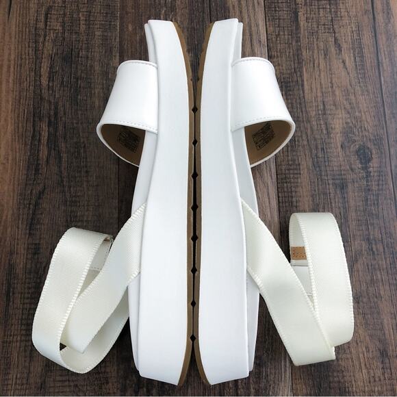 UGG Platform Sandal Ankle Wrap Square Toe Chunky Strappy Lennox Size 11 White - Picture 6 of 13